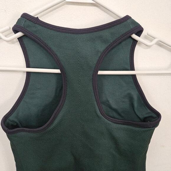 Abercrombie & Fitch YPB Crop Ribbed Active Tank Top Sports Bra Sz M Dark Green - Picture 3 of 4